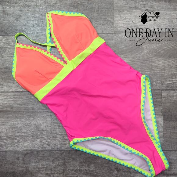 Popvil Colorblock One Piece Swimsuit Size M - Picture 3 of 7